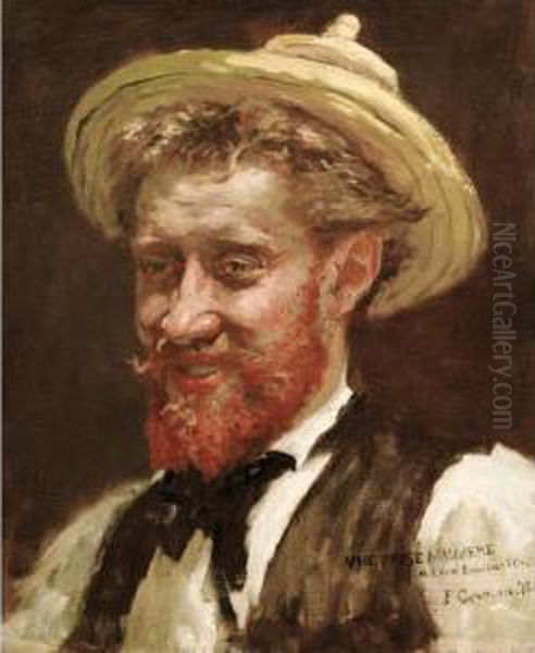 Portrait D'homme Au Chapeau Oil Painting by Fernand-Anne Piestre Cormon