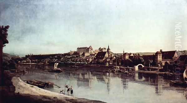 View from Pirna, Pirna of Kopitz, with Fortress Sonnenstein Oil Painting by (Giovanni Antonio Canal) Canaletto