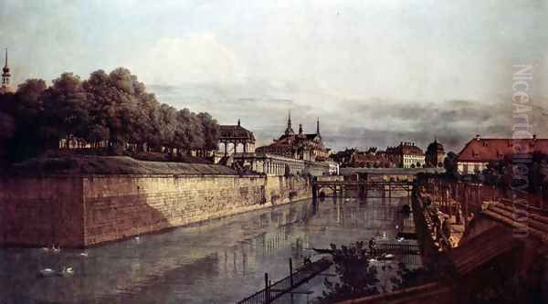 View of Dresden, the ancient moat of the kennel, the Orangerie Oil Painting by (Giovanni Antonio Canal) Canaletto