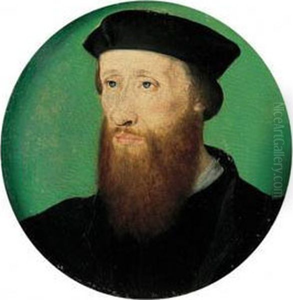 Portrait Of John Calvin (1509-1564), Bust-length, In Clerical Costume Oil Painting by Corneille De Lyon