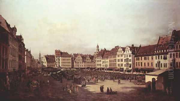 View of Dresden, The Old Market Square from the Seegasse Oil Painting by (Giovanni Antonio Canal) Canaletto