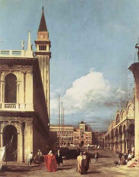 The Piazzetta, Looking toward the Clock Tower Oil Painting by (Giovanni Antonio Canal) Canaletto