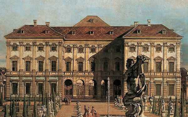 The Liechtenstein Garden Palace, garden side (detail) Oil Painting by (Giovanni Antonio Canal) Canaletto