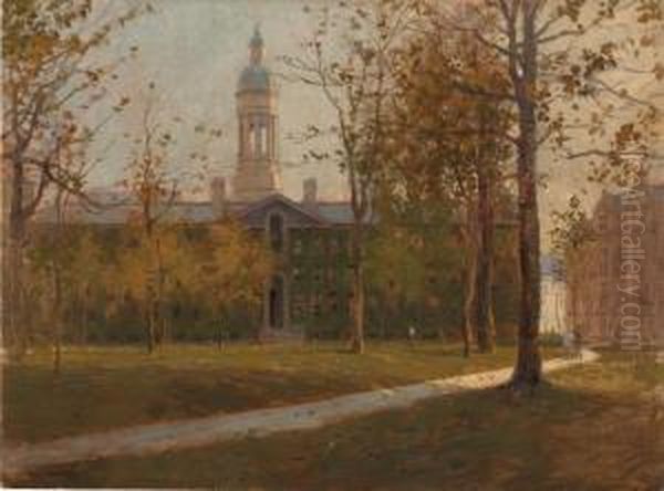 Princeton University, Fall Oil Painting by Paul Cornoyer