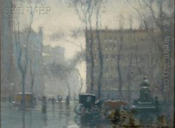 Rainy Day, New York City Oil Painting by Paul Cornoyer