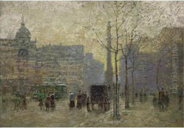 View Of New York At 59th Street Oil Painting by Paul Cornoyer