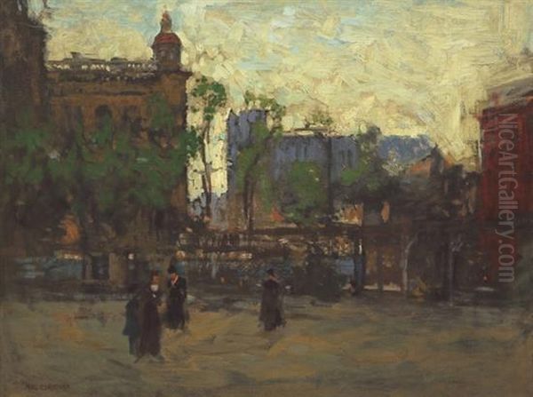 ''early Evening, Madison Square'' Oil Painting by Paul Cornoyer