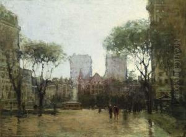 The Plaza At 59th Street Oil Painting by Paul Cornoyer