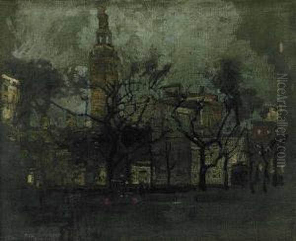 Evening At Madison Square Oil Painting by Paul Cornoyer