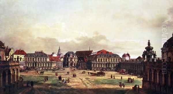 View of Dresden, Zwingerhof in Dresden, from the fortress Oil Painting by (Giovanni Antonio Canal) Canaletto