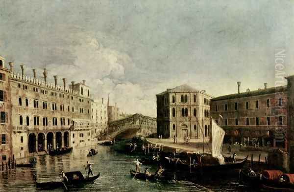 Il Canale Grande a Rialto Oil Painting by (Giovanni Antonio Canal) Canaletto