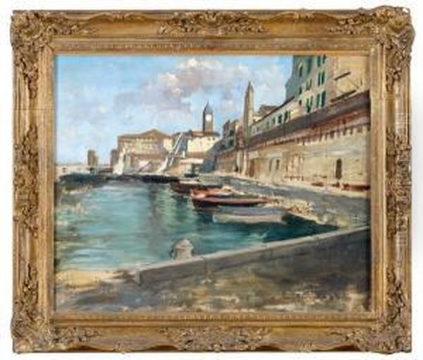 Veduta Del Porto Di Civitavecchia Oil Painting by Umberto Coromaldi