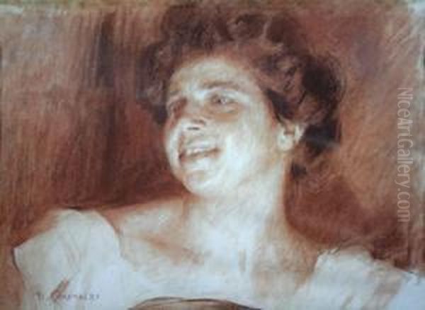 Volto Didonna Oil Painting by Umberto Coromaldi