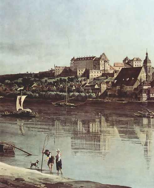 View from Pirna, Pirna of Kopitz, with Fortress Sonnenstein, detail Oil Painting by (Giovanni Antonio Canal) Canaletto