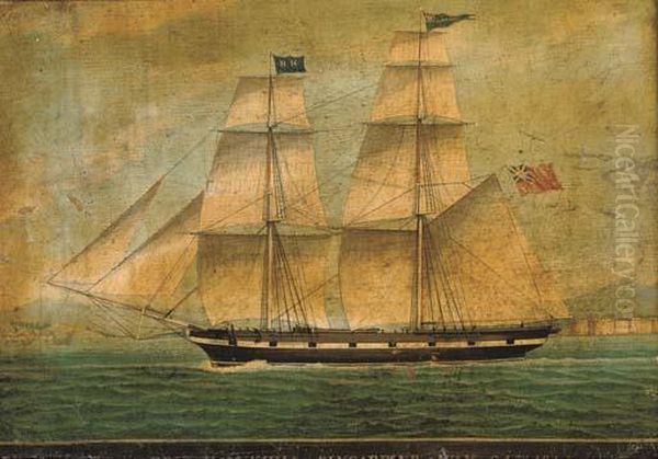 The Brig Hawkhill Of Kincardine In The Mediterranean Off Smyrna Oil Painting by Raffael Corsini