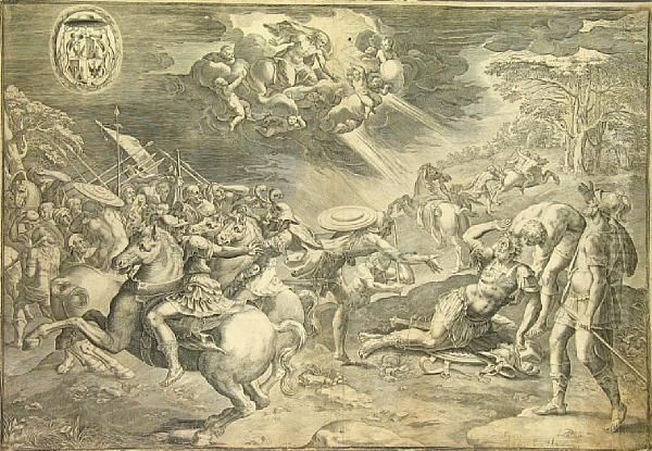 Battle Scene Oil Painting by Cornelis Cort