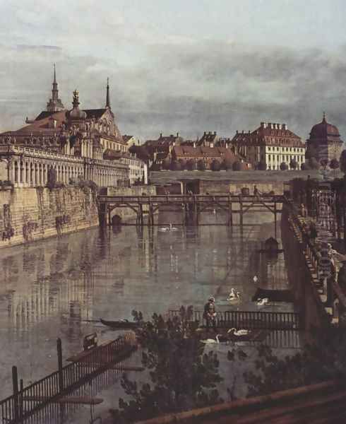 View of Dresden, the ancient moat of the kennel, the Orangerie, detail Oil Painting by (Giovanni Antonio Canal) Canaletto