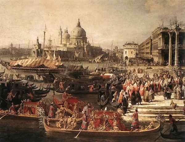 Arrival of the French Ambassador in Venice (detail) Oil Painting by (Giovanni Antonio Canal) Canaletto