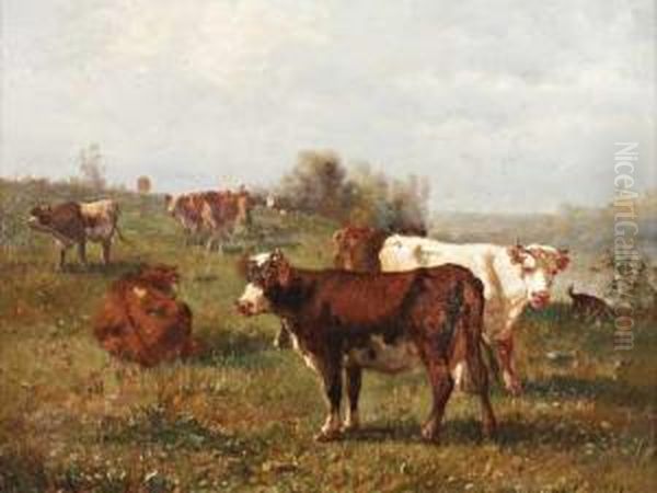 Le Troupeau De Vaches Oil Painting by Andres Cortes Yaguilar