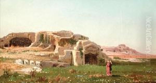 Le Rovine Di Paestum Con
Figure Oil Painting by Federico Cortese