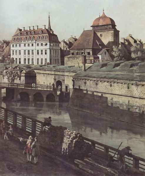 View of Dresden, the fortress plants in Dresden, fortified with trenches bridge between Wilschen gate pillar and pos Oil Painting by (Giovanni Antonio Canal) Canaletto