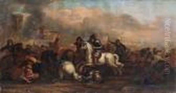 Battaglia Oil Painting by Guglielmo Cortese Il Borgognone