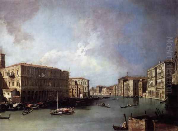 Grand Canal, Looking North from Near the Rialto Bridge Oil Painting by (Giovanni Antonio Canal) Canaletto