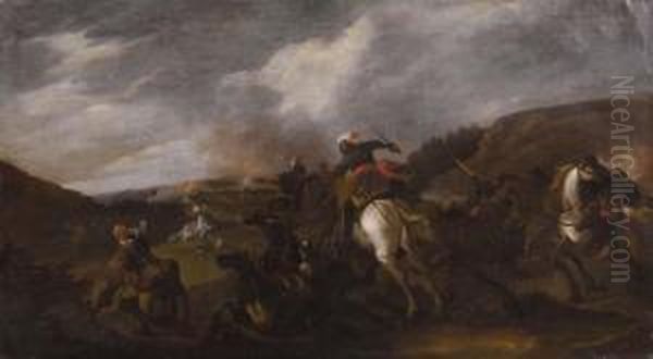 Scena Di Battaglia Oil Painting by Guglielmo Cortese Il Borgognone