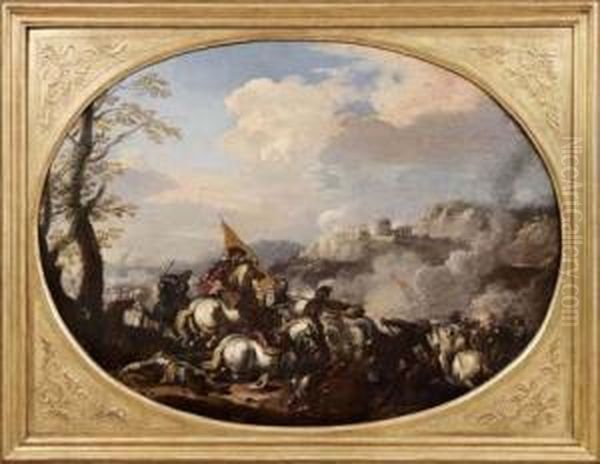 Scena Di Battaglia Oil Painting by Guglielmo Cortese Il Borgognone