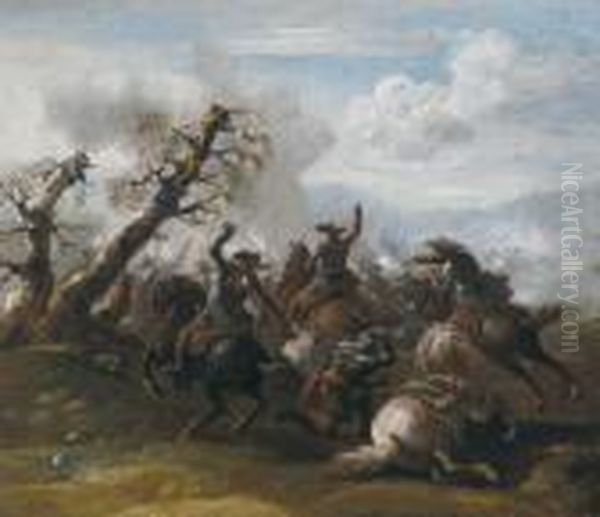 Combattimento Di Cavalleria Oil Painting by Guglielmo Cortese Il Borgognone