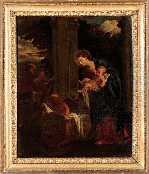 Sacra Famiglia Oil Painting by Guglielmo Cortese Il Borgognone