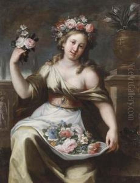 Flora Oil Painting by Guglielmo Cortese Il Borgognone