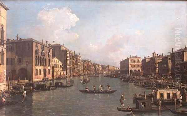 The Grand Canal Near the Rialto Bridge Oil Painting by (Giovanni Antonio Canal) Canaletto