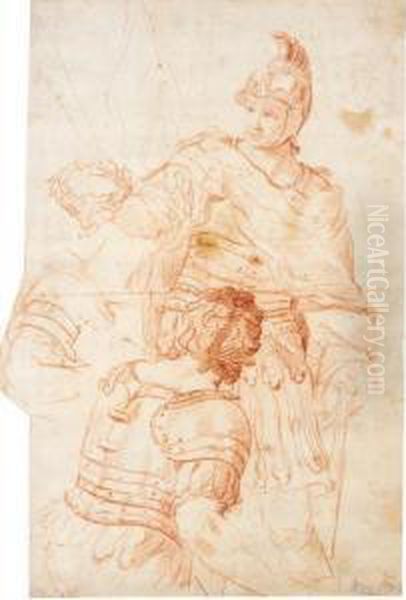 A Roman General Holding A Laurel Crown, And Two Separate Studies Of Another Soldier Oil Painting by Domenico Corvi