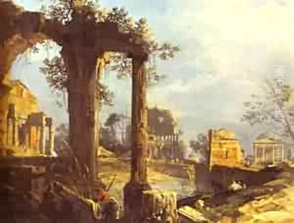 Capriccio View With Ruins 1740 Oil Painting by (Giovanni Antonio Canal) Canaletto