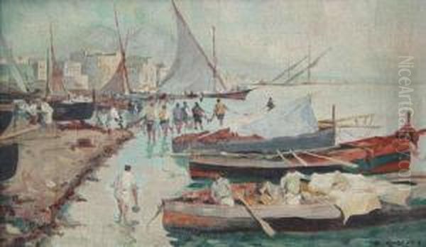 Pescadores En Napoles Oil Painting by Giuseppe Cosenza