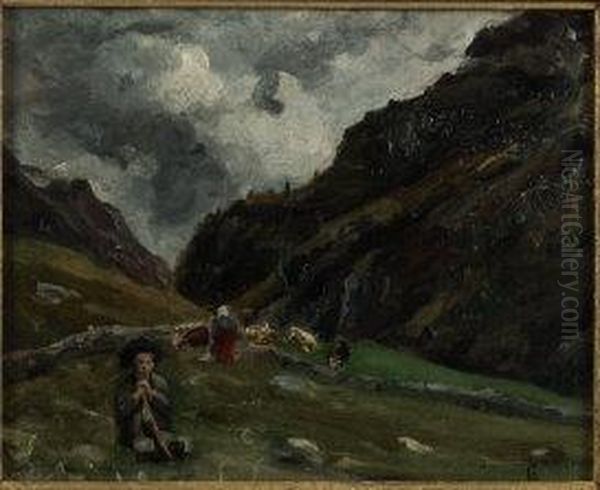 Pastorelli Nella Vallata Di Gressoney Oil Painting by Demetrio Cosola