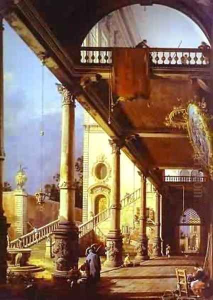 Capriccio Ofolonade And The Courtyard Of A Palace 1765 Oil Painting by (Giovanni Antonio Canal) Canaletto