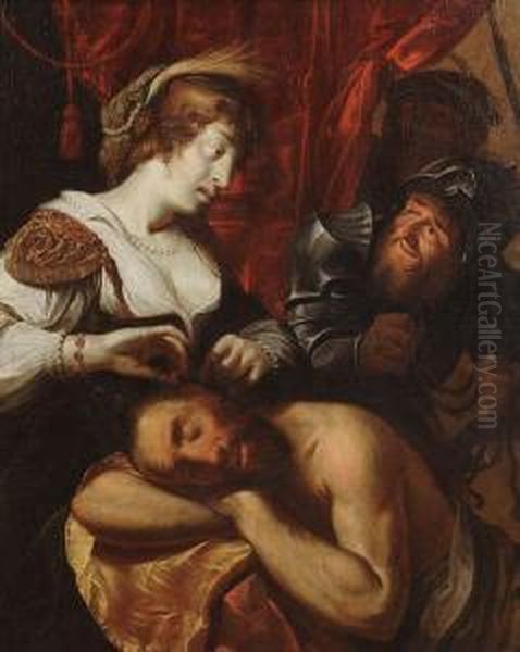 Samson En Delilah. Oil Painting by Jan Cossiers