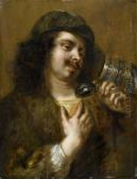 Young Man With A Tankard Oil Painting by Jan Cossiers