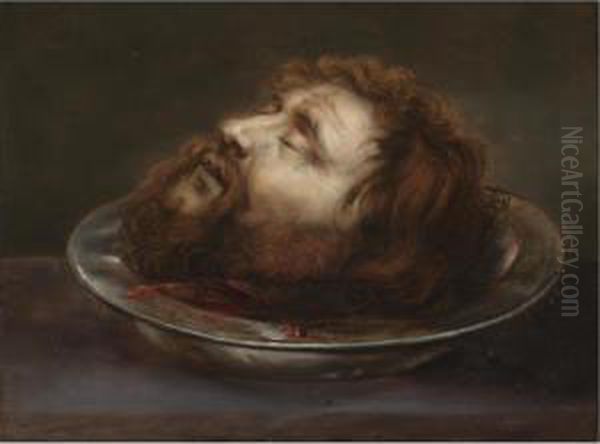 The Head Of Saint John The Baptist Oil Painting by Jan Cossiers