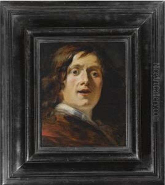 Study Of A Head, Probably A Self-portrait Oil Painting by Jan Cossiers