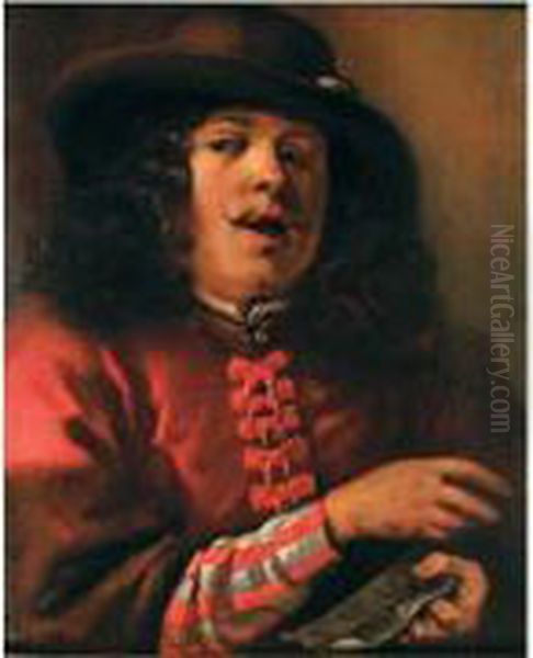 < Portrait D'homme Chantant > (vraisemblablement Un Des Cinq Sens) Oil Painting by Jan Cossiers