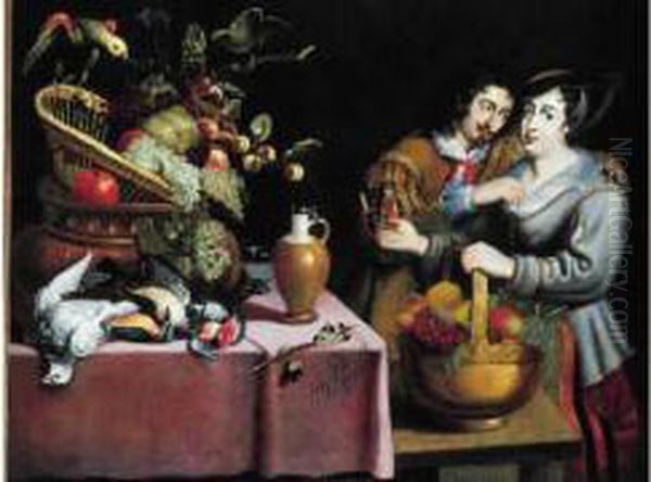 Couple Dans Un Garde-manger Oil Painting by Jan Cossiers