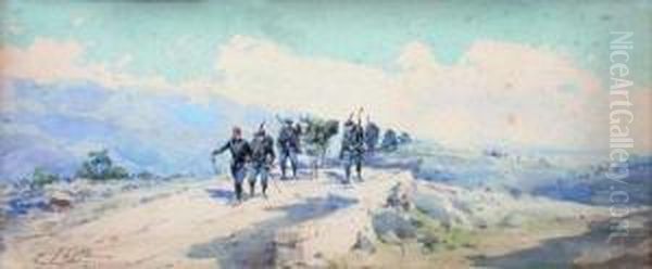 Chasseurs Alpins Sur Les Hauteurs De Nice Oil Painting by Emmanuel Costa