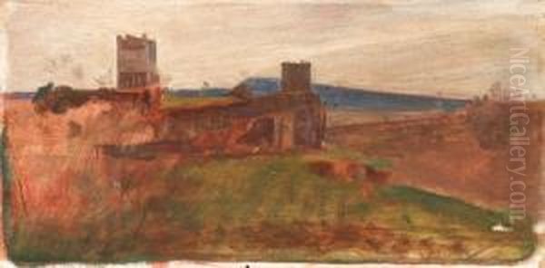 Castel Del Sasso Oil Painting by Giovanni Costa