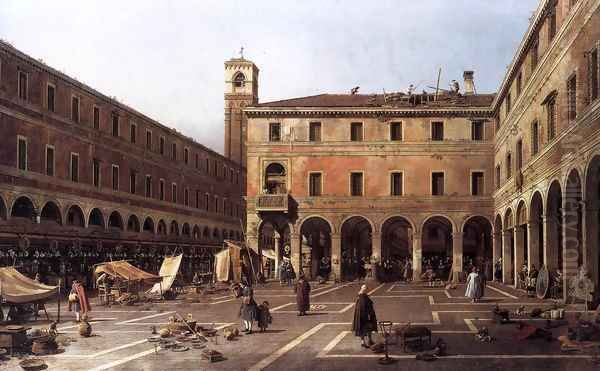 The Campo di Rialto 2 Oil Painting by (Giovanni Antonio Canal) Canaletto