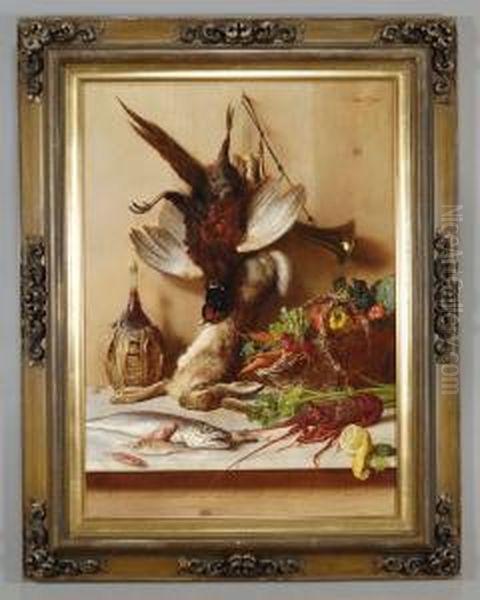 Natura Morta Con Frutta E Ortaggi Oil Painting by Oreste Costa