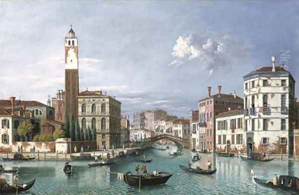 Venice The Grand Canal looking north-west towards S. Geremia and the entrance to the Cannaregio Oil Painting by (Giovanni Antonio Canal) Canaletto