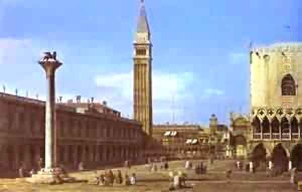 Venice The Piazzzetta Towards The Torre Delorologio 1743 Oil Painting by (Giovanni Antonio Canal) Canaletto